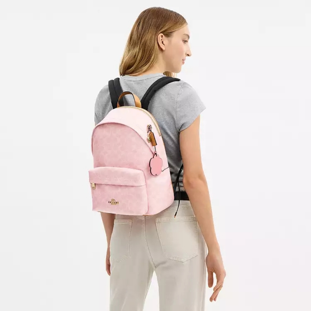New! Taylor Small Backpackin Signature Canvas With Charms